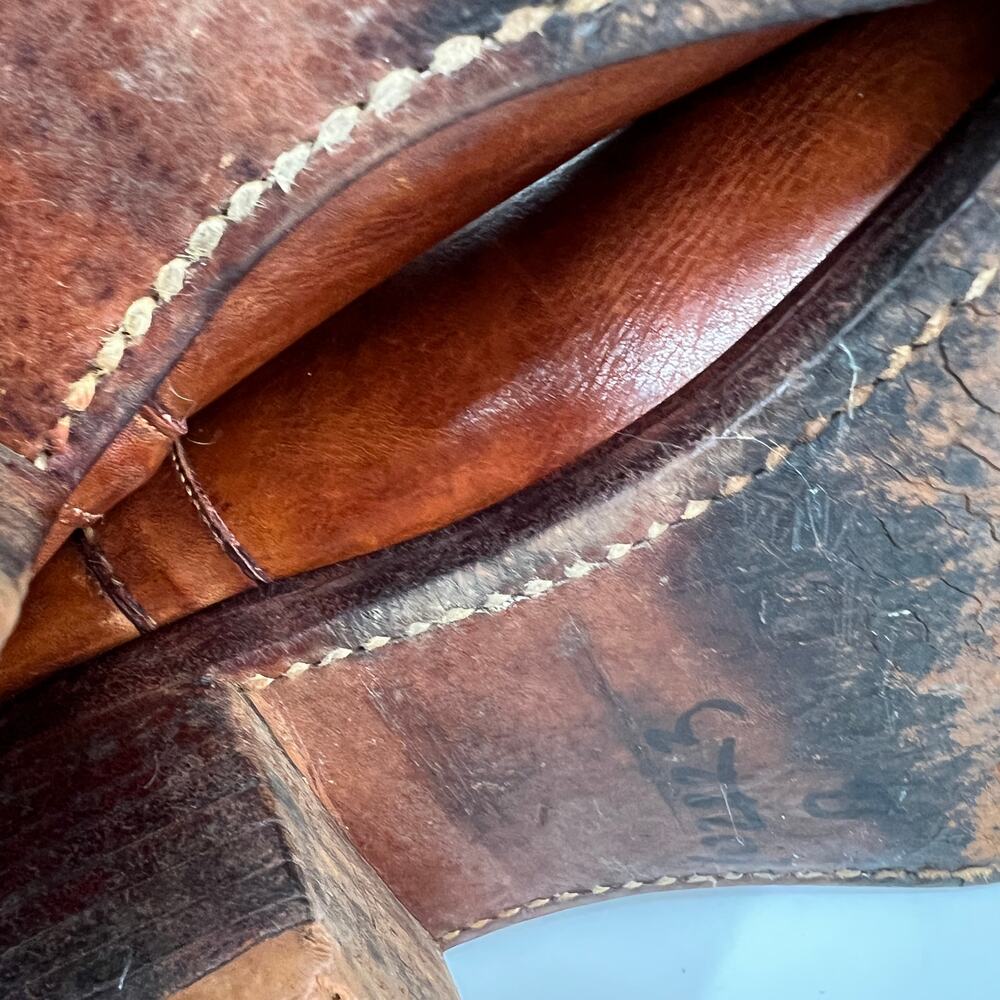 Vintage Father and Son Western Boots Mens 8.5 D Cognac Brown Leather Belted READ - Picture 7 of 14